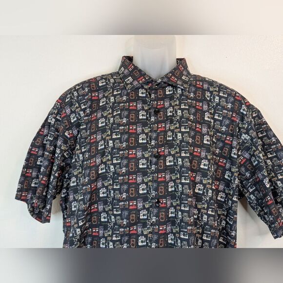 Jared Lang Camera Print Eclectic Streetwear Preppy Academia Top XXL - Picture 4 of 11